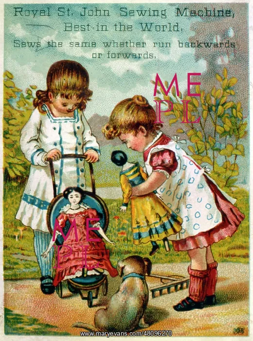 : Children on sewing machine advert : Children on sewing machine advert