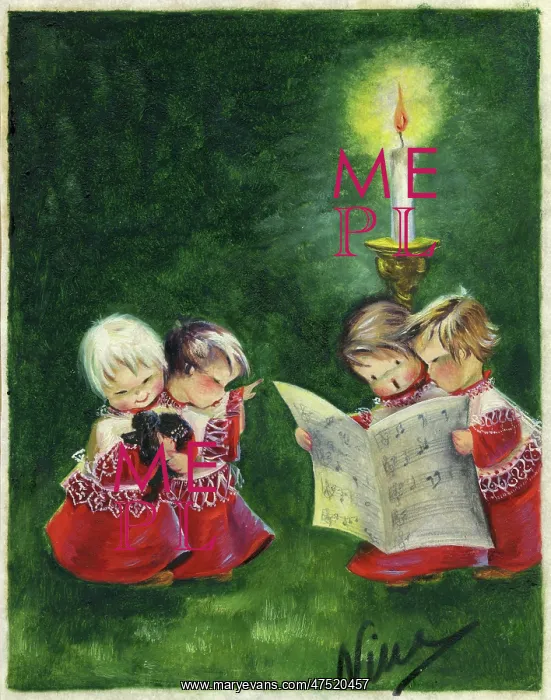 : Children singing carols by candlelight : Children singing carols by candlelight