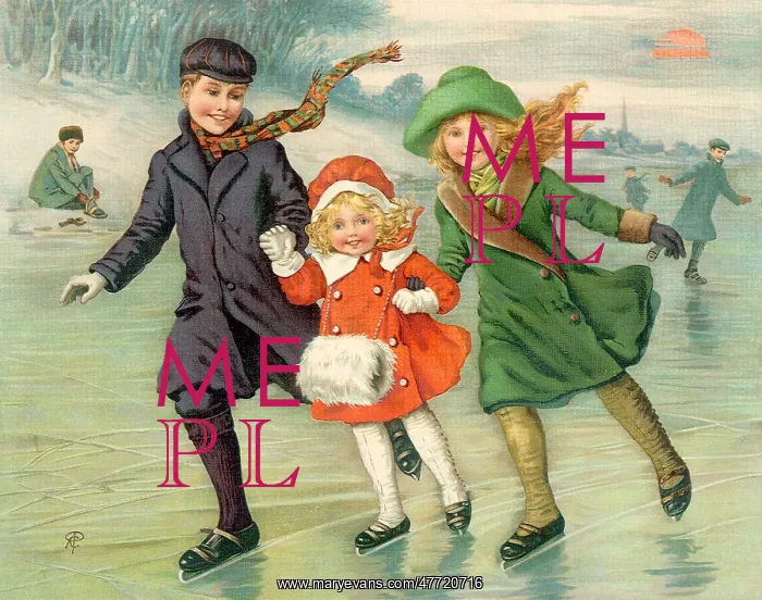 : Three Children Skating : Three Children Skating