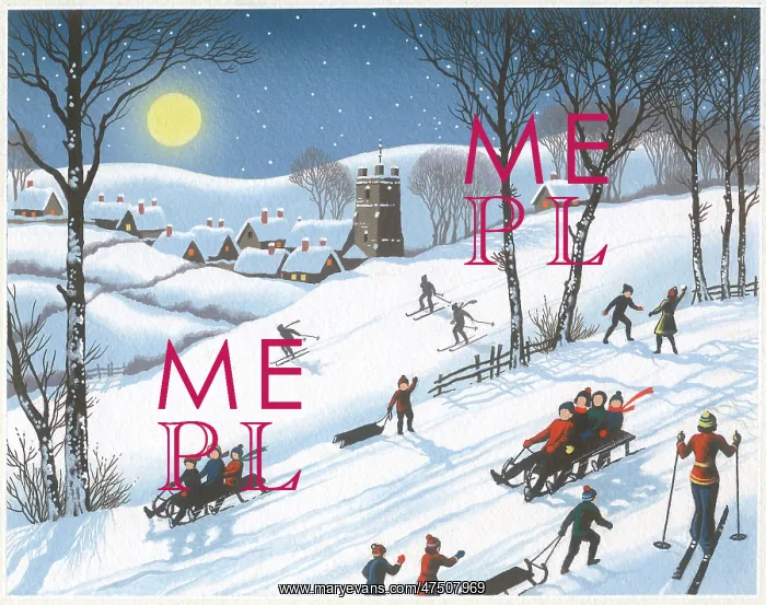 : Children skiing and tobogganing : Children skiing and tobogganing