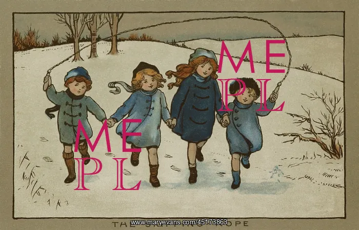 : Children skipping together by Ethel Parkinson : Children skipping together by Ethel Parkinson
