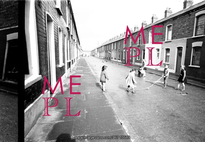 : Children skipping in a street, Belfast, Northern Ireland : Children skipping in a street, Belfast, Northern Ireland
