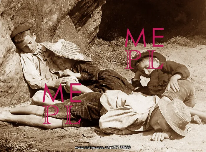  : Children sleeping on a beach