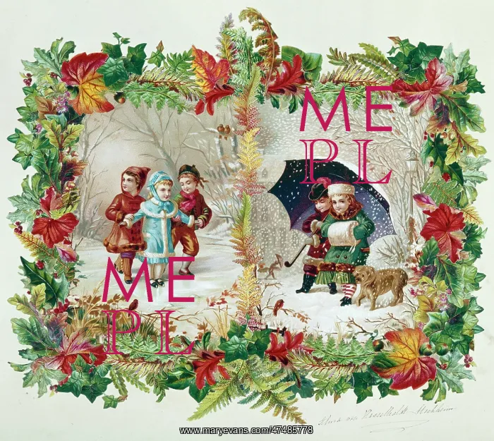 : Children in the Snow with robins : Children in the Snow with robins