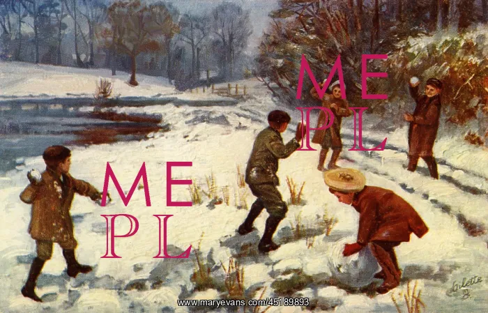: Children snowballing : Children snowballing