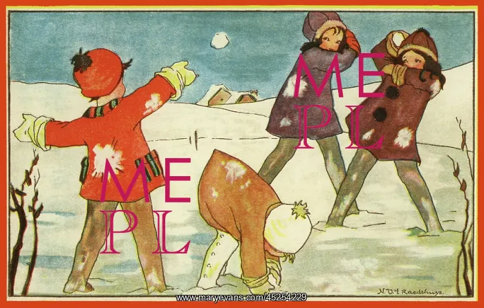 : Children snowballing : Children snowballing