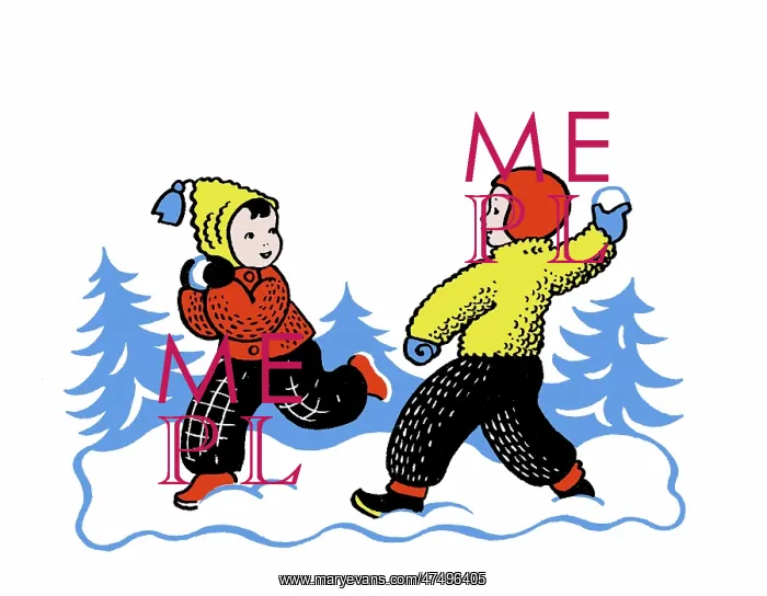  : Two children snowballing