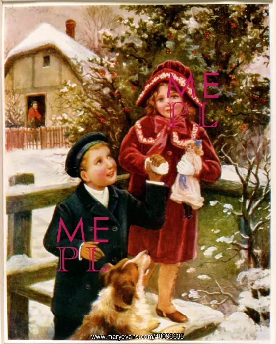 : Children on a stile in the snow : Children on a stile in the snow