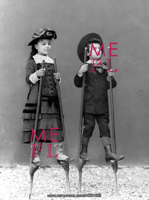  : Children on stilts, 1870s