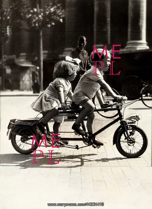 : Two children on a tandem : Two children on a tandem