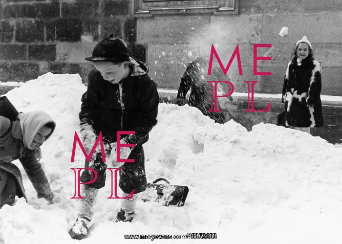 : Children throwing snowballs in Vienna 1954 : Children throwing snowballs in Vienna 1954