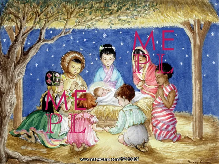  : Children of Various Nations Knelt Around the Crib