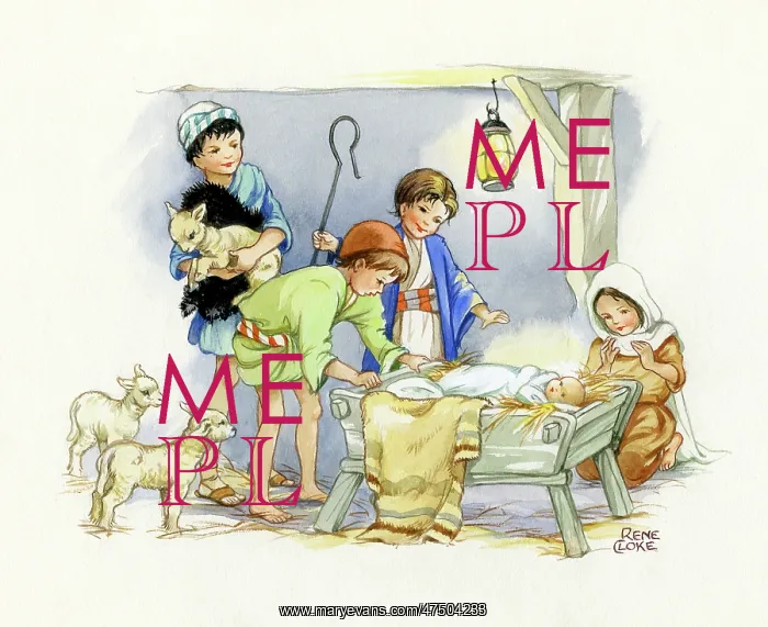 : Children visiting the manger at Bethlehem : Children visiting the manger at Bethlehem