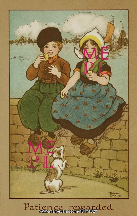 : Two children on a wall by Florence Hardy : Two children on a wall by Florence Hardy