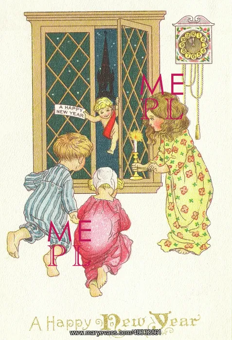 : Three children welcome in the New Year : Three children welcome in the New Year