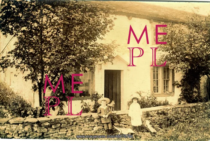 : Children with Wheelbarrow outside House, Whalley, Lancashire : Children with Wheelbarrow outside House, Whalley, Lancashire