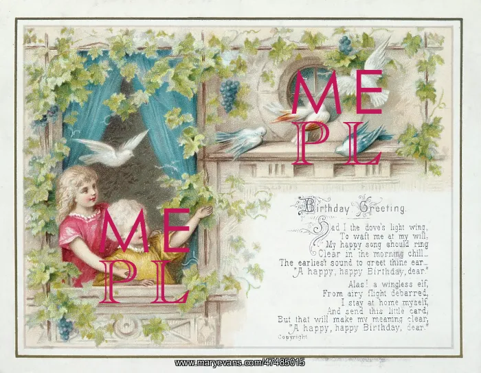 : Children at window & doves on a ledge : Children at window & doves on a ledge