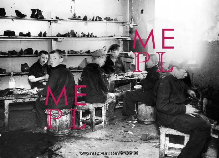 : Children working in shoemaker's workshop, Berlin : Children working in shoemaker's workshop, Berlin