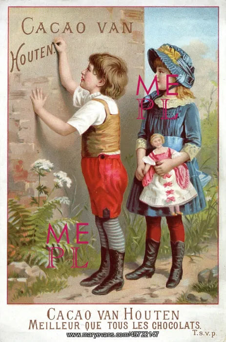 : Two children write the name of their favourite hot chocolate : Two children write the name of their favourite hot chocolate