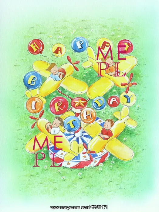 : Four children in four yellow aeroplanes : Four children in four yellow aeroplanes