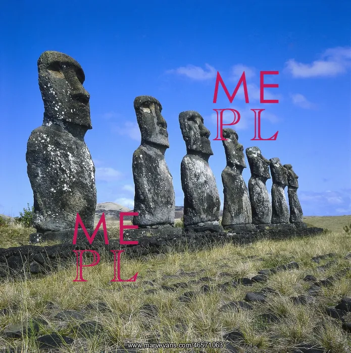 : CHILE. VALPARAISO. Moai statues of Ahu Akivi : CHILE. VALPARAISO. Moai statues of Ahu Akivi