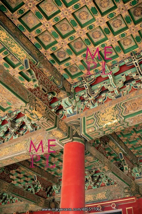 : China. Beijing. Forbidden City. Coffered ceiling : China. Beijing. Forbidden City. Coffered ceiling