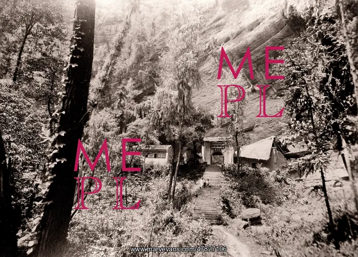 : China c.1880s - mountain monastery close to the : China c.1880s - mountain monastery close to the
