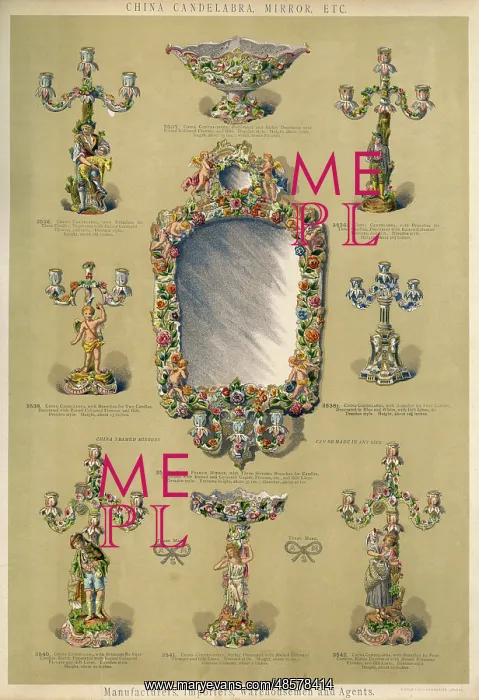 : China Candelabra, Mirror and Centrepieces, Plate 65 : China Candelabra, Mirror and Centrepieces, Plate 65