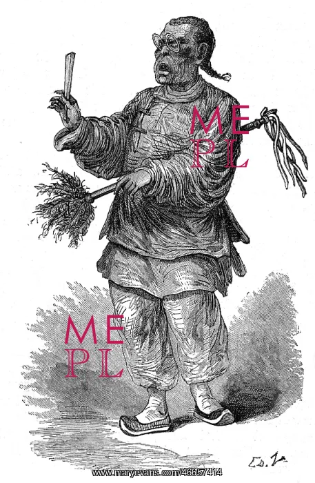 : China, rural schoolmaster with the symbols of : China, rural schoolmaster with the symbols of