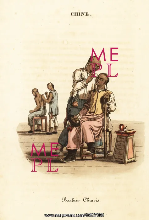 : Chinese barbers champooing, 18th century : Chinese barbers champooing, 18th century