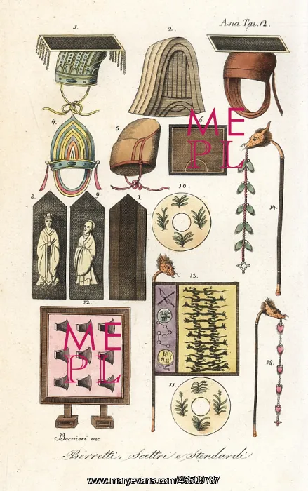 : Chinese hats, sceptres and flags : Chinese hats, sceptres and flags