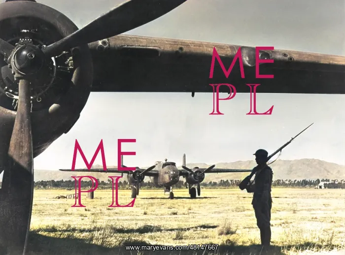 : Chinese sentry guards American bomber : Chinese sentry guards American bomber
