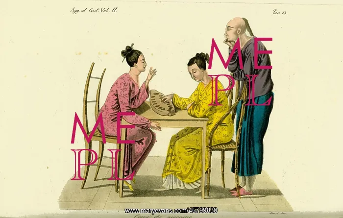 : Two Chinese women playing the game of congkak : Two Chinese women playing the game of congkak