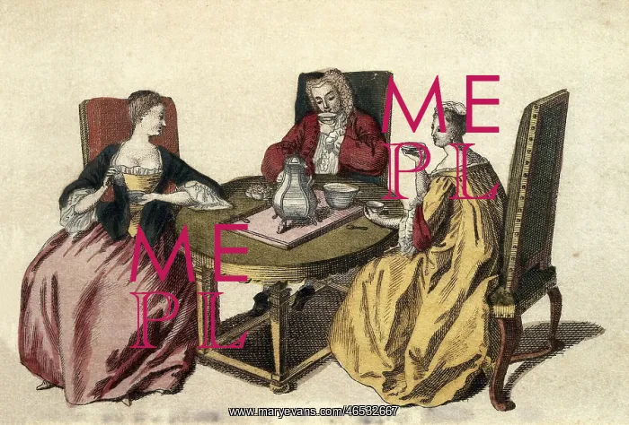 : Chocolat time (18th c.). Engraving : Chocolat time (18th c.). Engraving