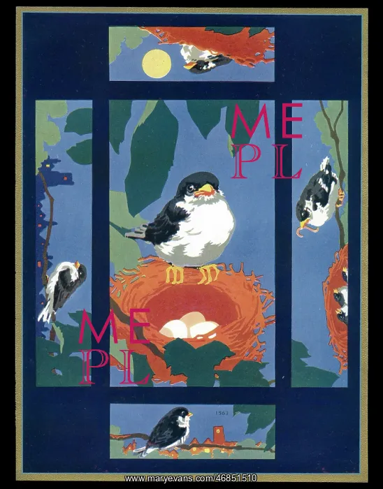 : Chocolate box design, bird with nest of eggs : Chocolate box design, bird with nest of eggs