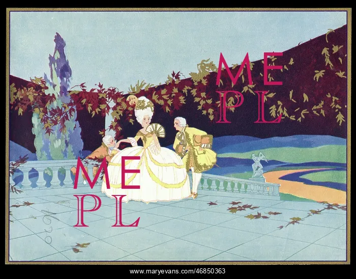: Chocolate box design, lady courted by two men : Chocolate box design, lady courted by two men