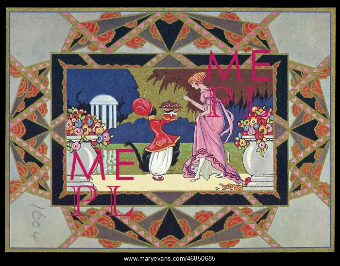 : Chocolate box design, lady and servant : Chocolate box design, lady and servant