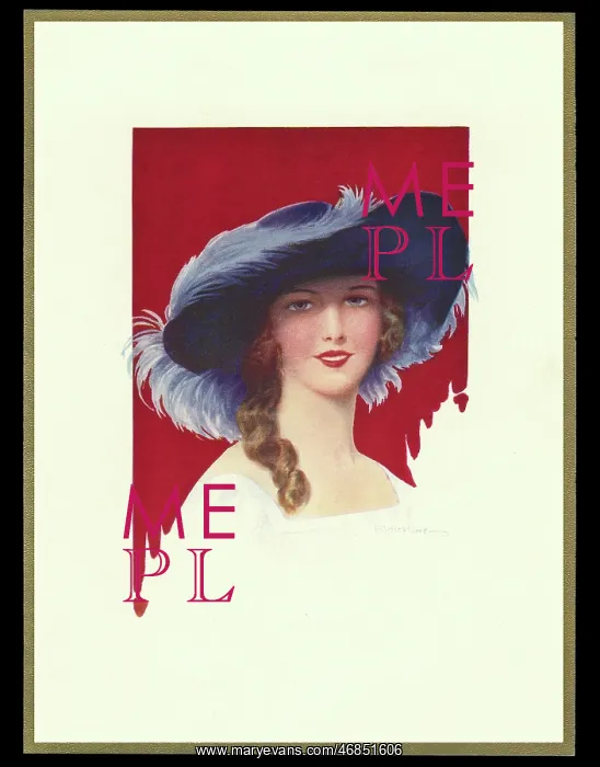 : Chocolate box design, lady in wide-brimmed hat : Chocolate box design, lady in wide-brimmed hat