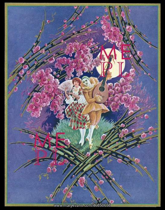 : Chocolate box design, Pierrot and Harlequin : Chocolate box design, Pierrot and Harlequin