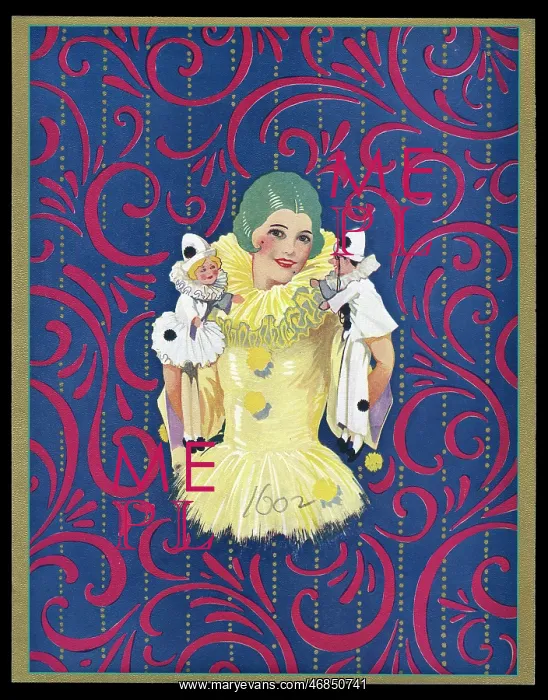 : Chocolate box design, Pierrot woman : Chocolate box design, Pierrot woman