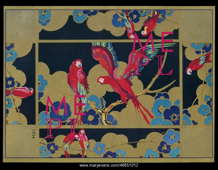 : Chocolate box design, red parrots : Chocolate box design, red parrots