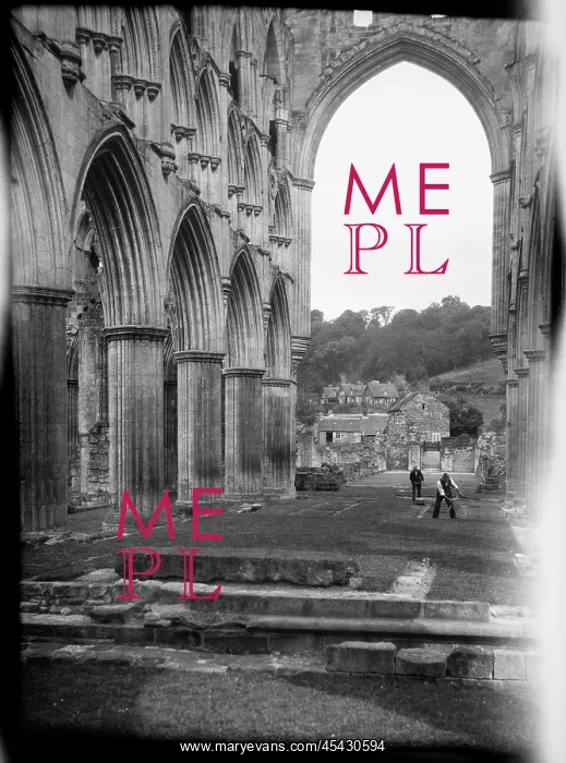 : The choir at Rievaulx Abbey under restoration : The choir at Rievaulx Abbey under restoration
