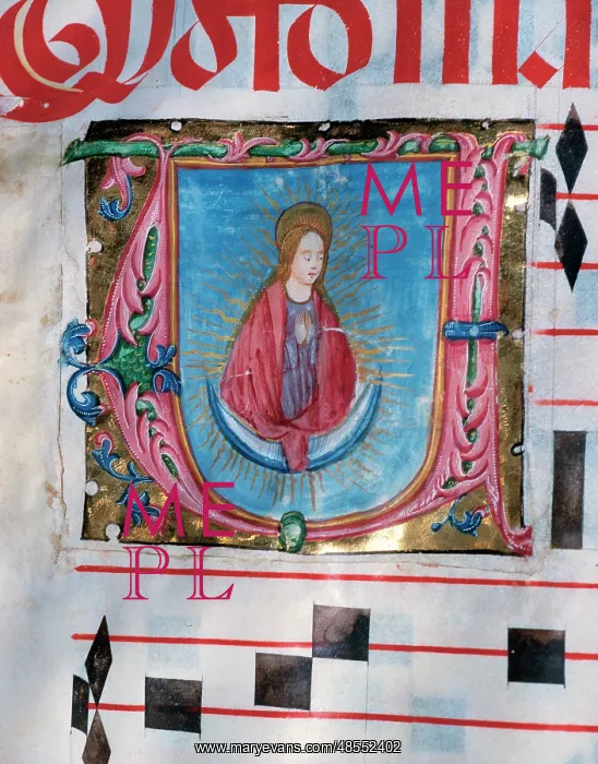 : Choirbook. Gregorian chant. 15th. century. The Virgin prayin : Choirbook. Gregorian chant. 15th. century. The Virgin prayin