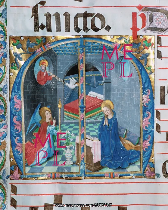: Choirbook number 1. Gregorian chant. 15th. century.The Annun : Choirbook number 1. Gregorian chant. 15th. century.The Annun