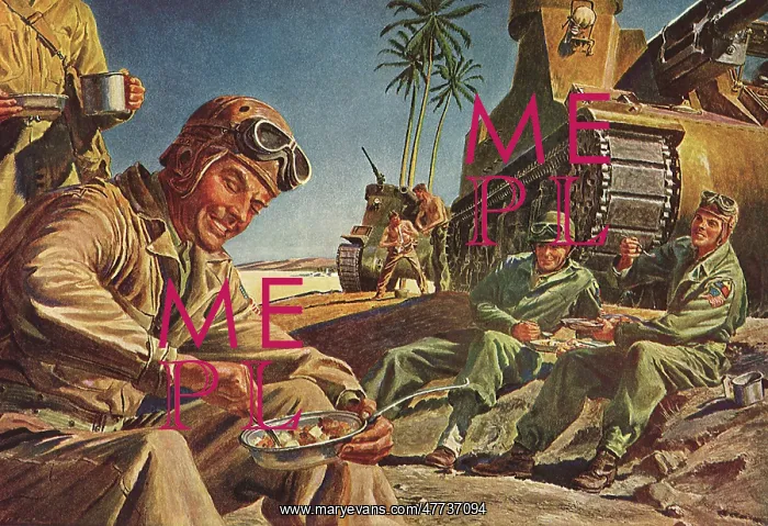 : Chow Time for Soldiers in Desert : Chow Time for Soldiers in Desert