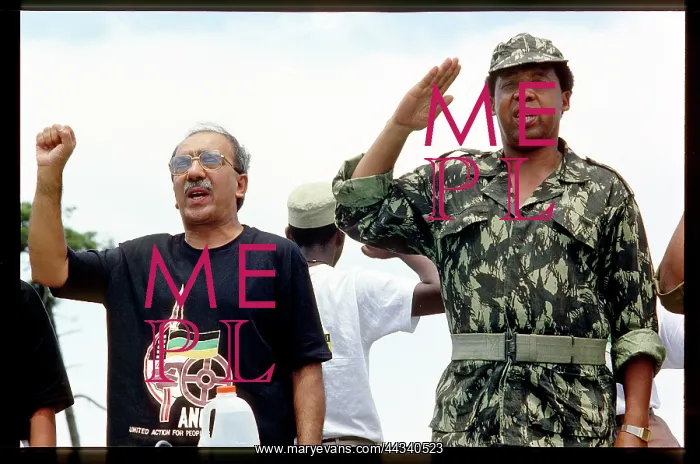 : Chris Hani and Kader Asmal attend an MK rally : Chris Hani and Kader Asmal attend an MK rally