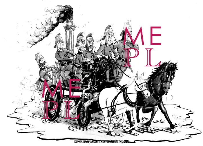 : Chris Reynolds Victorian fire engine cartoon : Chris Reynolds Victorian fire engine cartoon