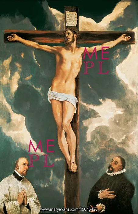 : Christ on the Cross Adored by Donors, by El Greco : Christ on the Cross Adored by Donors, by El Greco