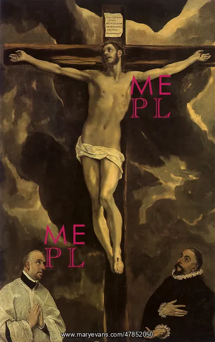 : Christ on the Cross Adored by Two Donors, by El Greco : Christ on the Cross Adored by Two Donors, by El Greco