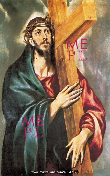 : Christ with the Cross, by El Greco : Christ with the Cross, by El Greco